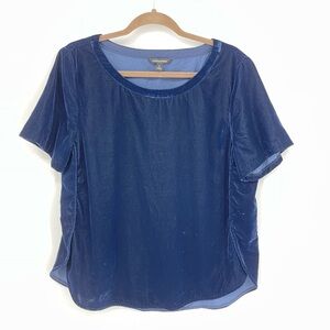 Banana Republic Navy Blue Velvet High Preppy Side Slit Detail Sz L